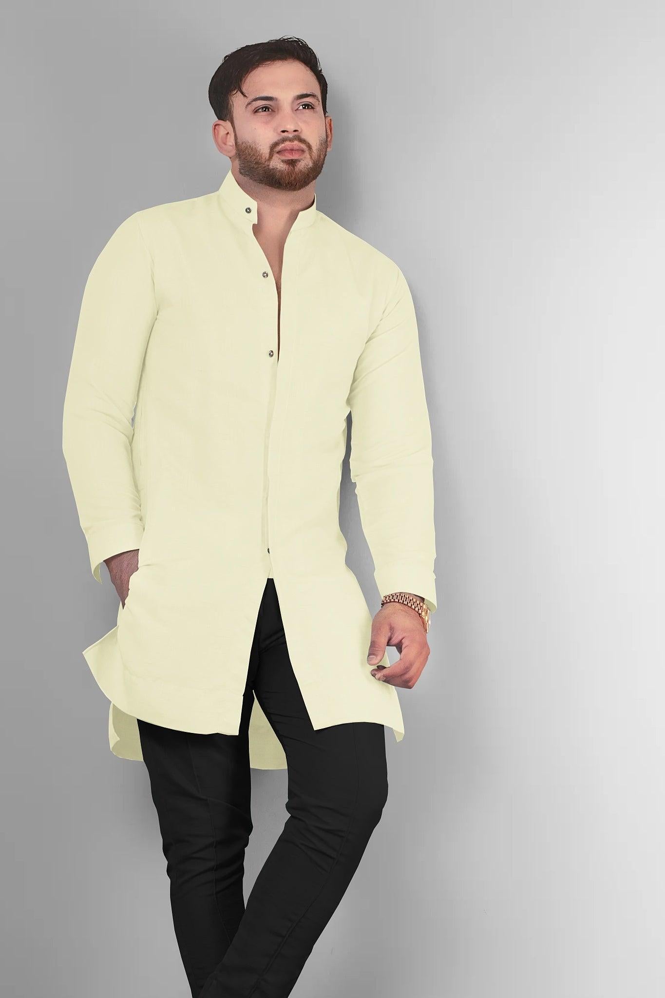 Hemploom - Festive Hemp Kurta in Light Green.