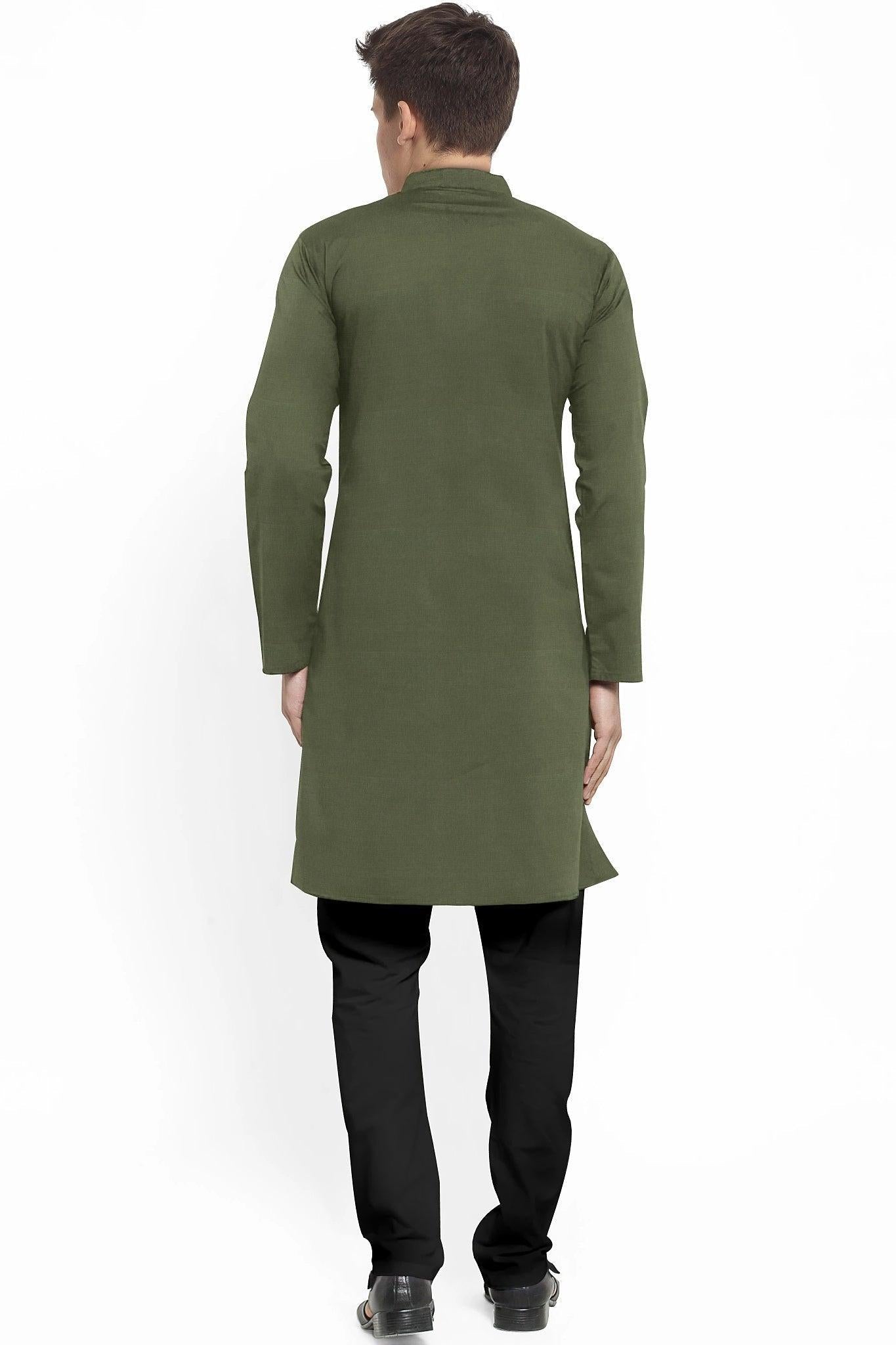 Hemploom - Festive Hemp Kurta in Olive Green.