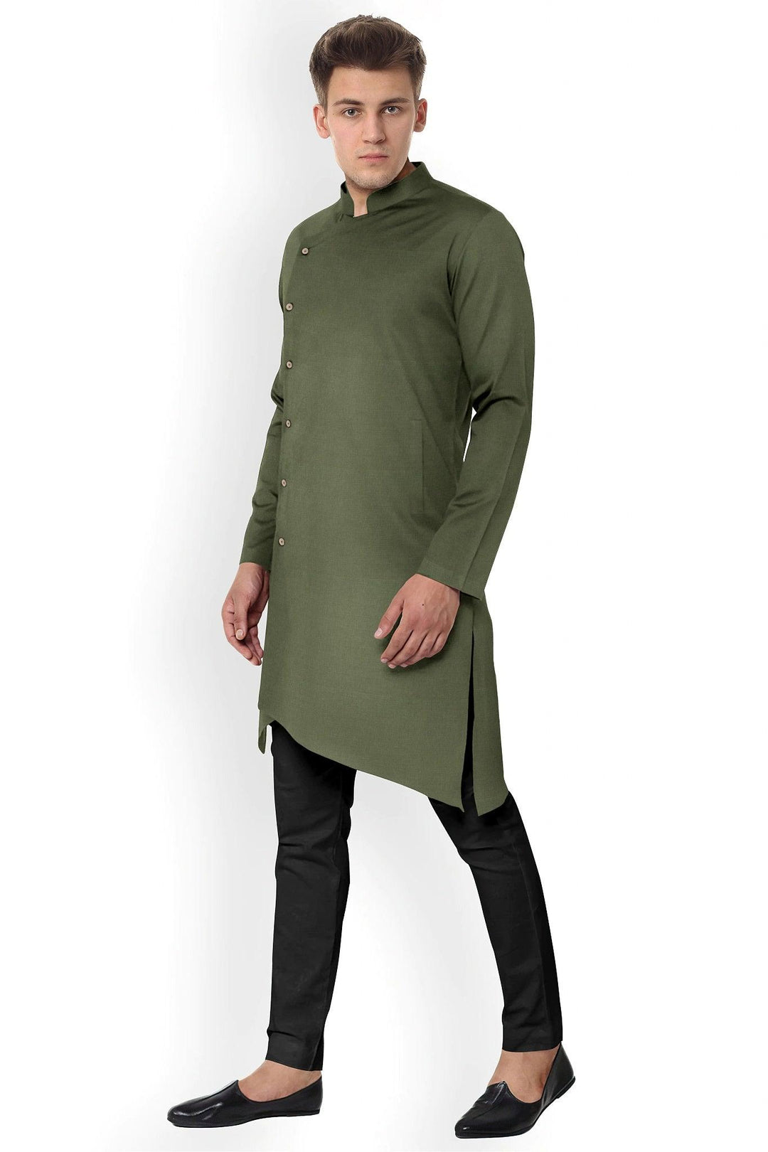 Hemploom - Festive Hemp Kurta in Olive GreenMen's WearHemploom - Festive Hemp Kurta in Olive Green | Mens Hemp Fashion