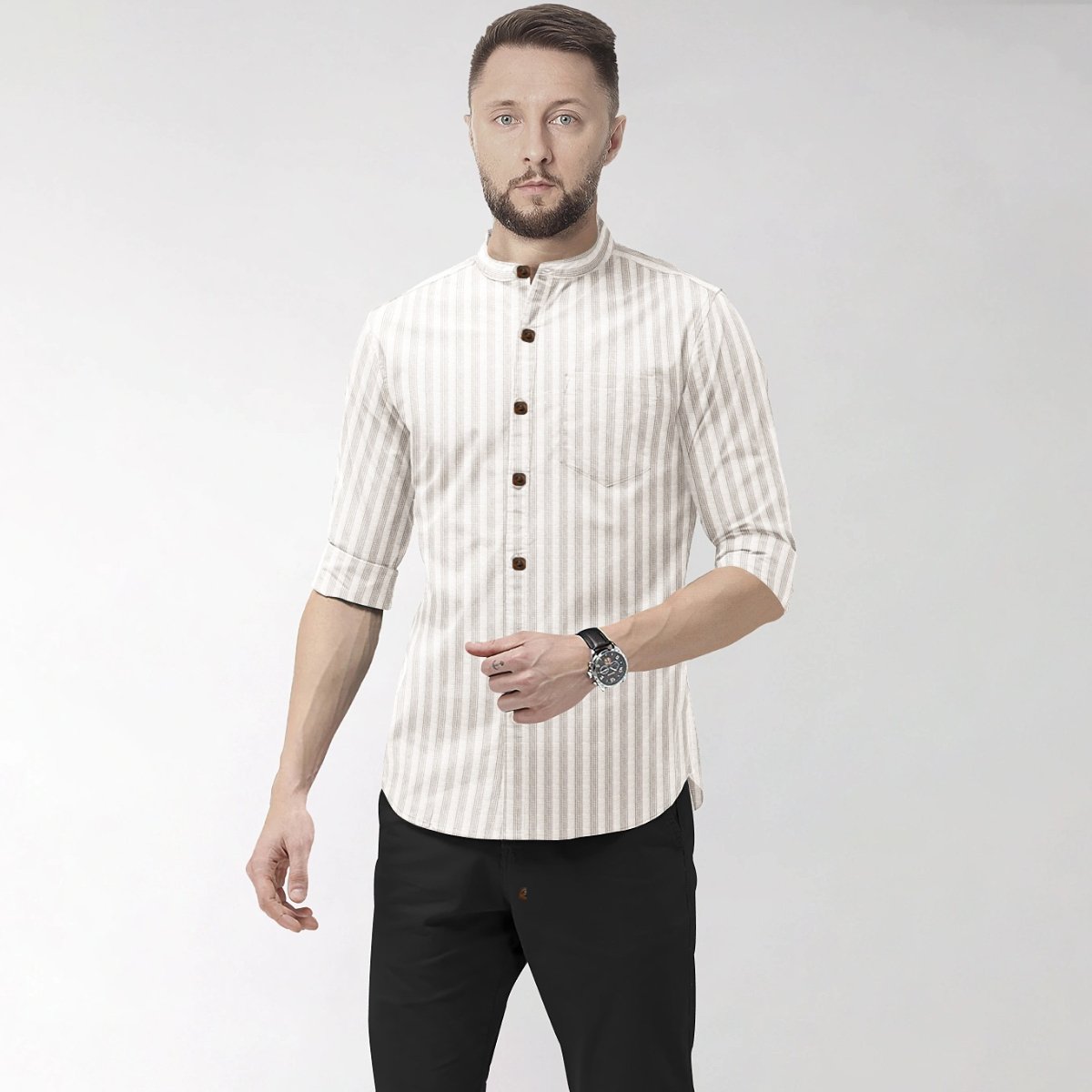 Hemploom - Minimalist Pure Hemp Shirt in Stripes - 888 - CBD Store India