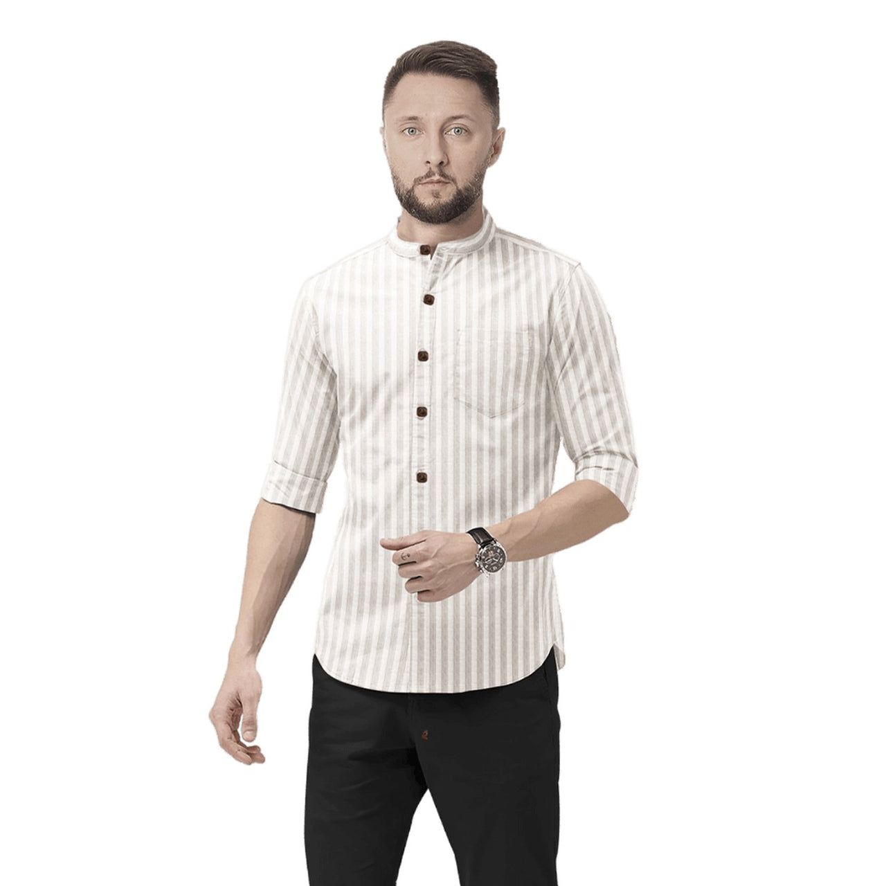 Hemploom - Minimalist Pure Hemp Shirt in Stripes - 888 - CBD Store India