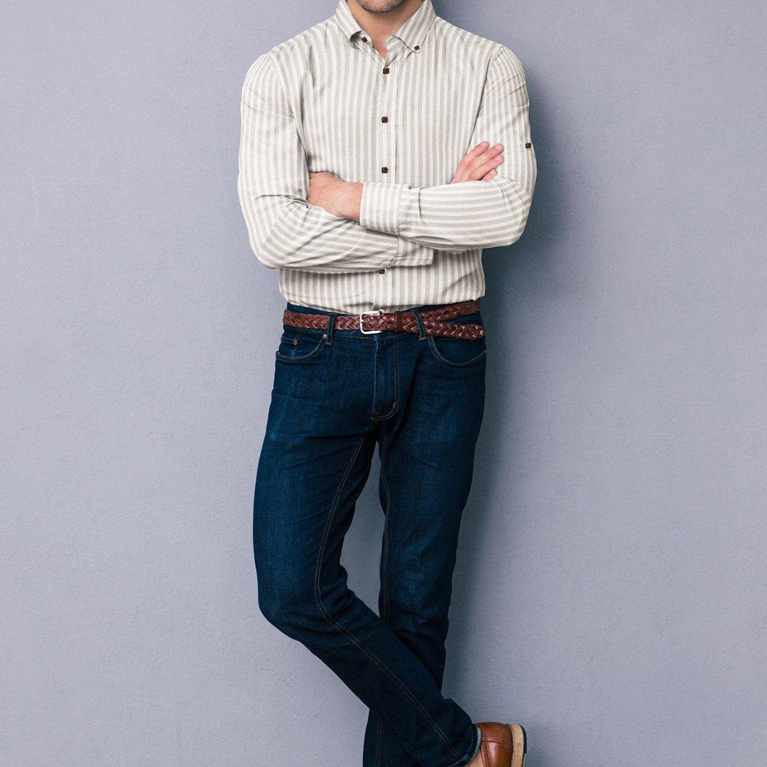 Hemploom - Minimalist Pure Hemp Shirt in Stripes - 961Men's WearHemploom - Minimalist Pure Hemp Shirt in Stripes - 961