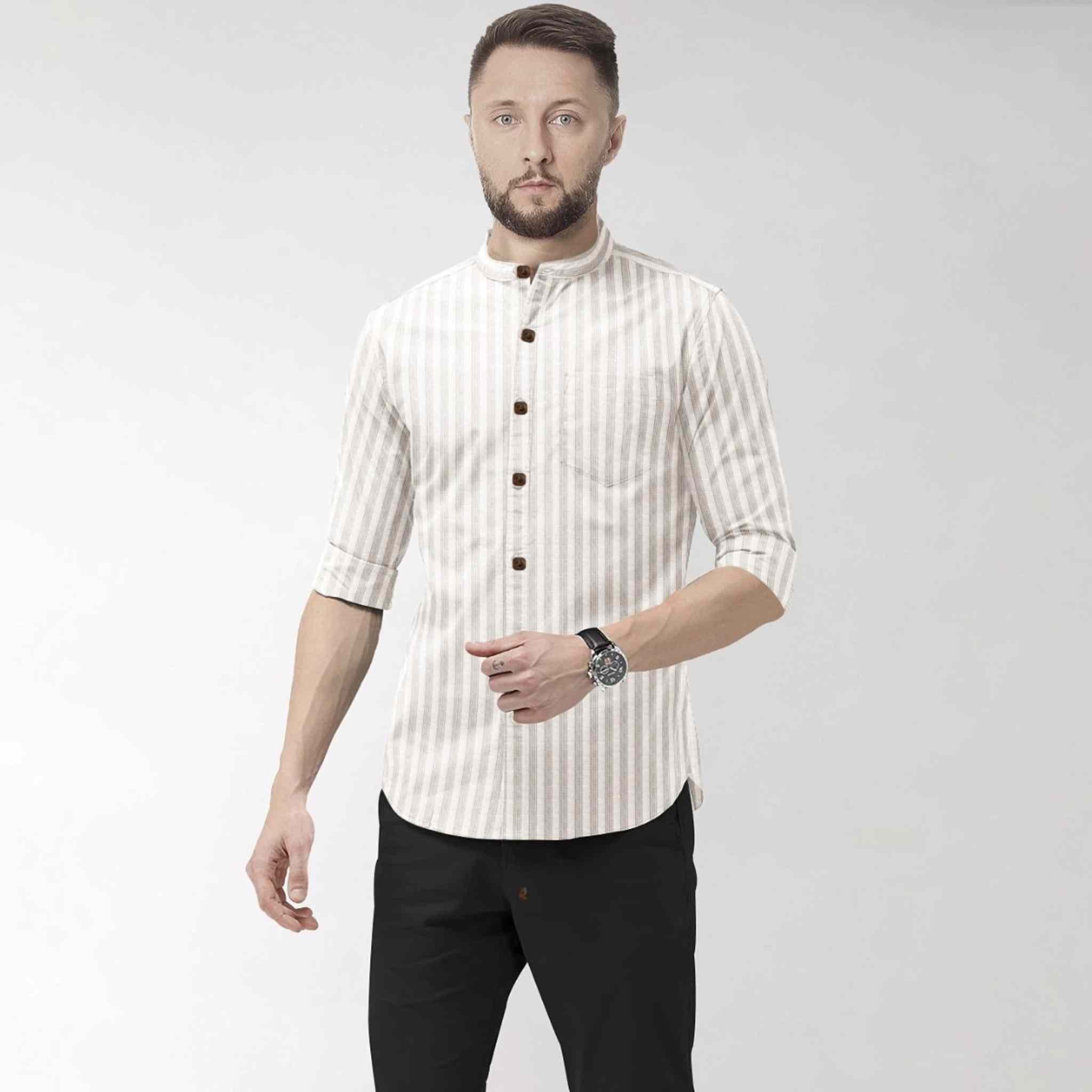 Hemploom - Minimalist Pure Hemp Shirt in Stripes - 961 - CBD Store India