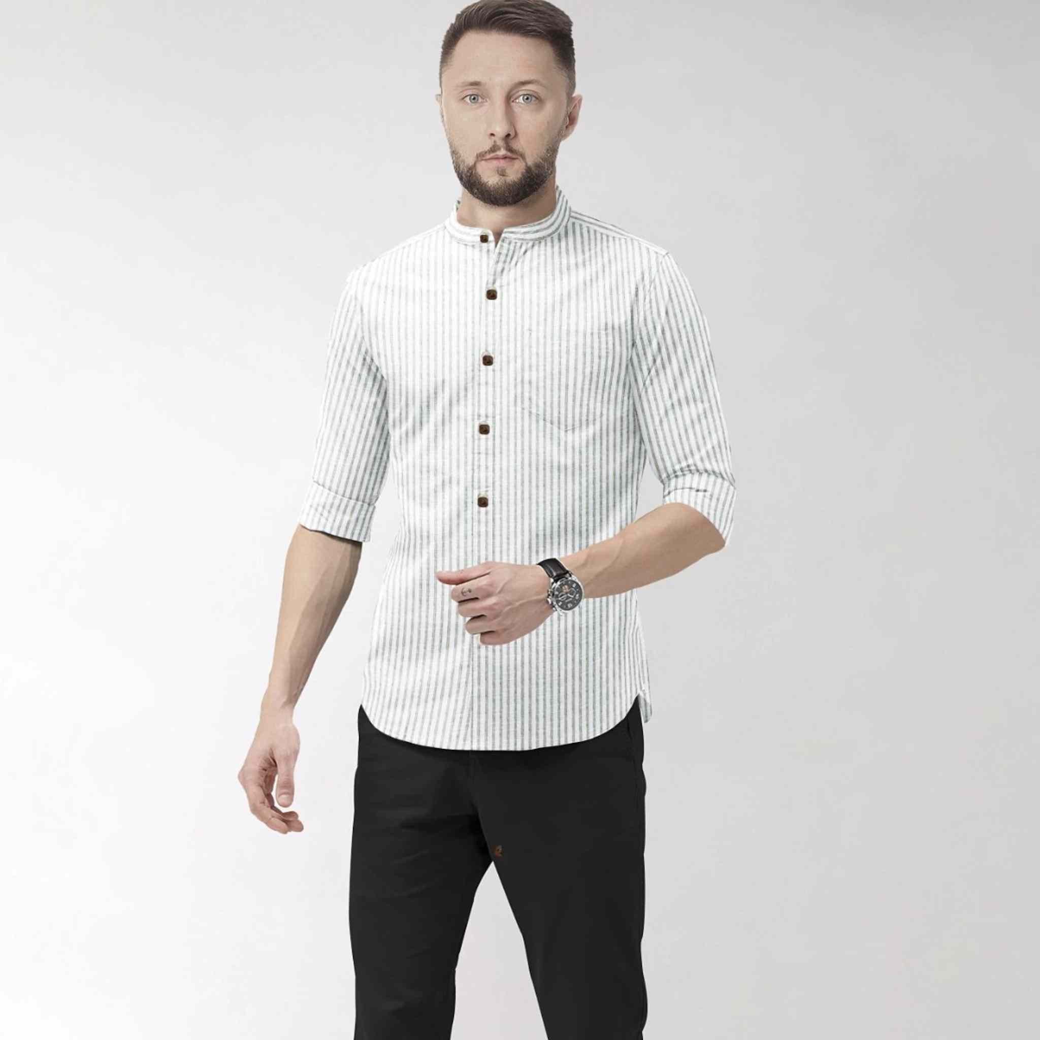 Hemploom - Minimalist Pure Hemp Shirt in Stripes - 973 - CBD Store India