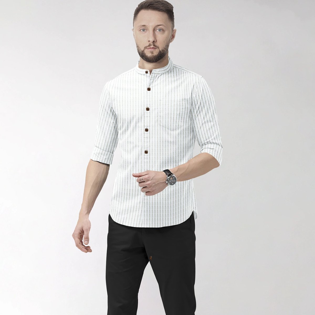Hemploom - Minimalist Pure Hemp Shirt in Stripes - 983 - CBD Store India