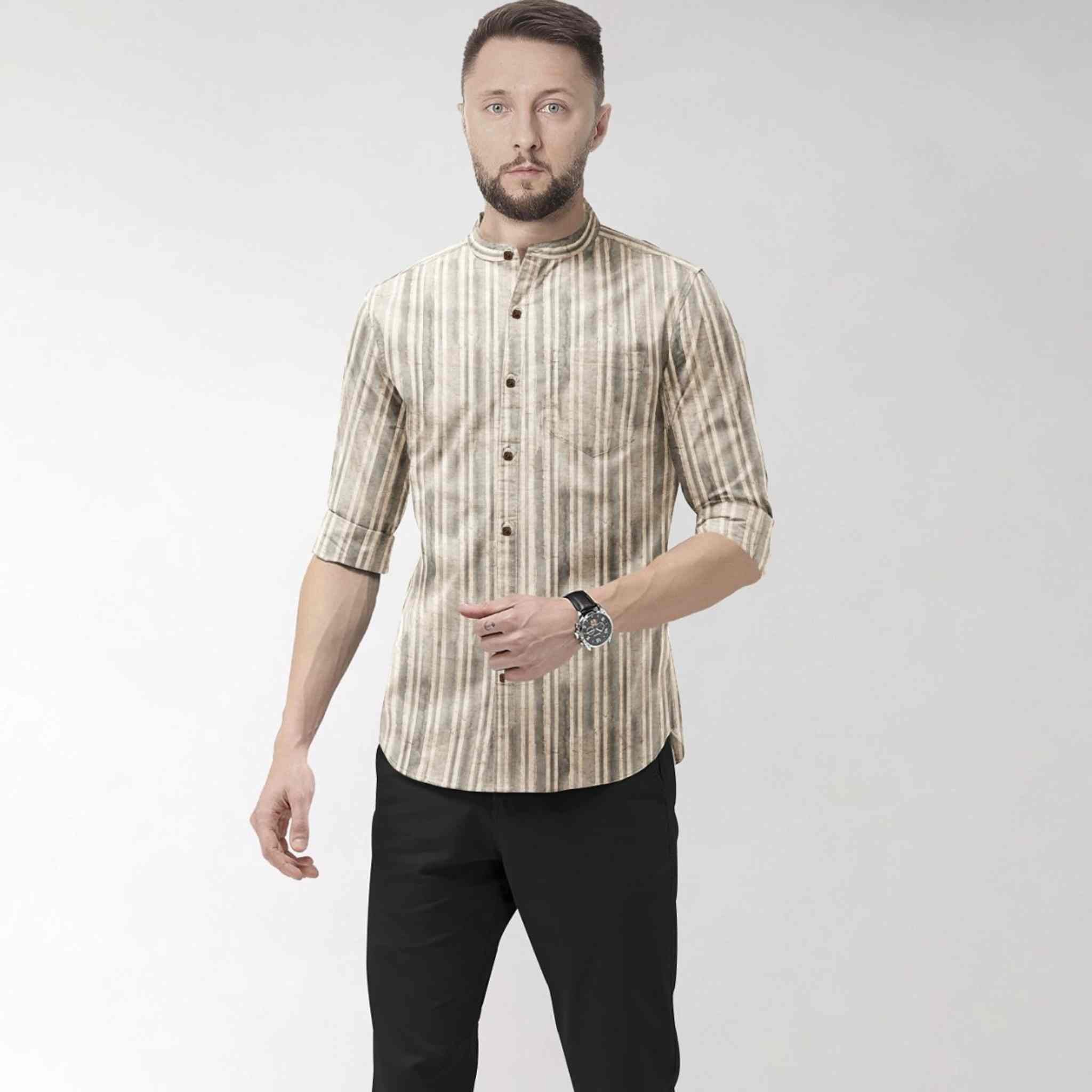 Hemploom - Minimalist Pure Hemp Shirt in Stripes Print - CBD Store India