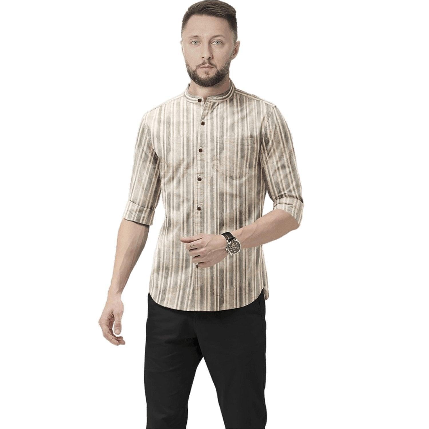 Hemploom - Minimalist Pure Hemp Shirt in Stripes Print.