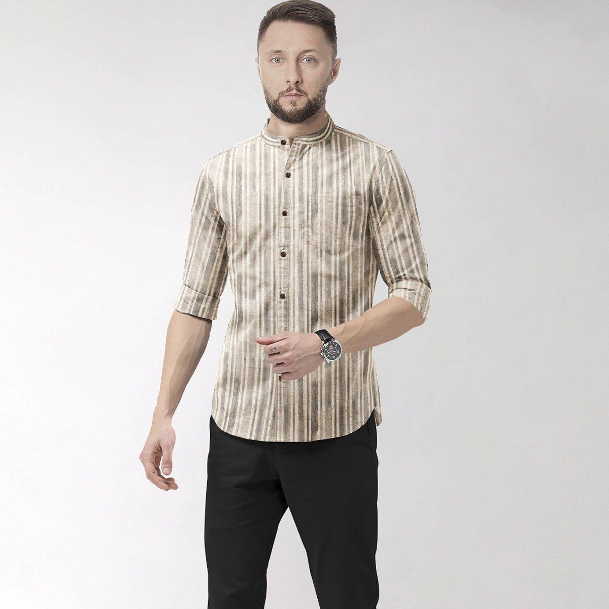 Hemploom - Minimalist Pure Hemp Shirt in Stripes Print.