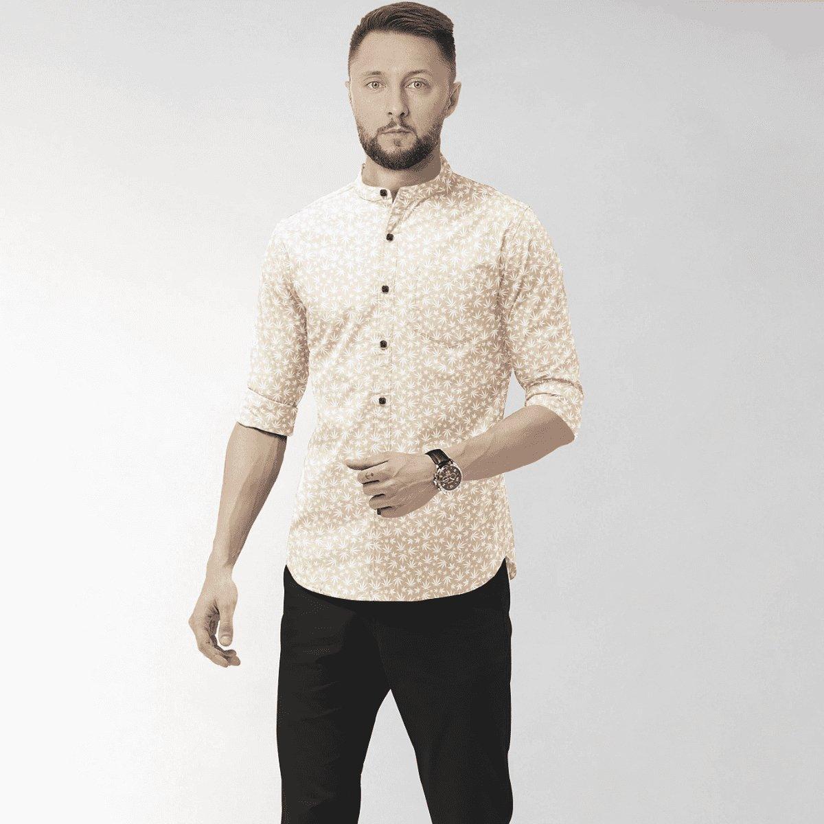 Hemploom - Nature-Inspired Hemp Shirt in Leaf Print.