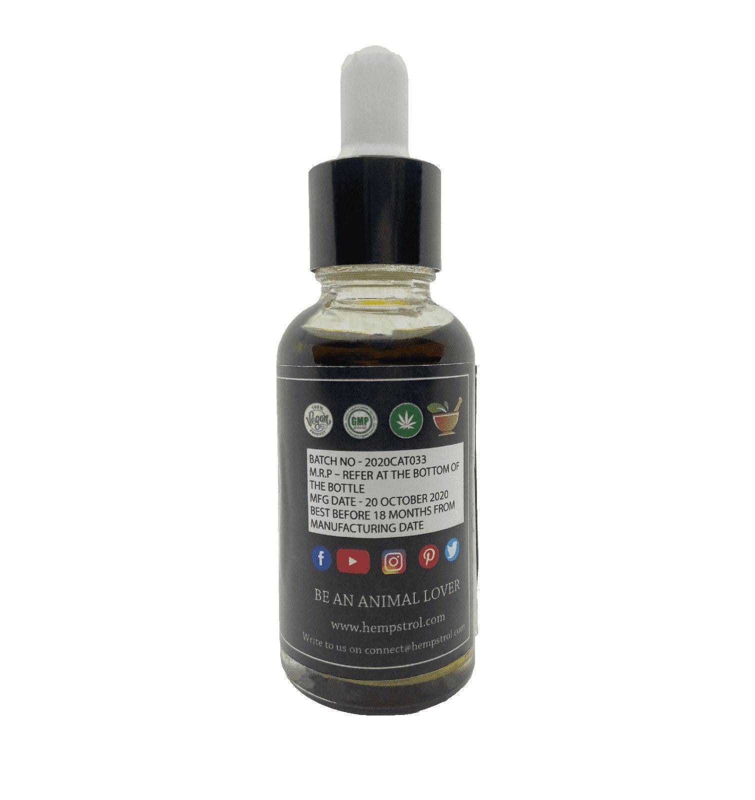 Hempstrol CBD Oil for Cats with Catnip Extract 300mg Tincture.