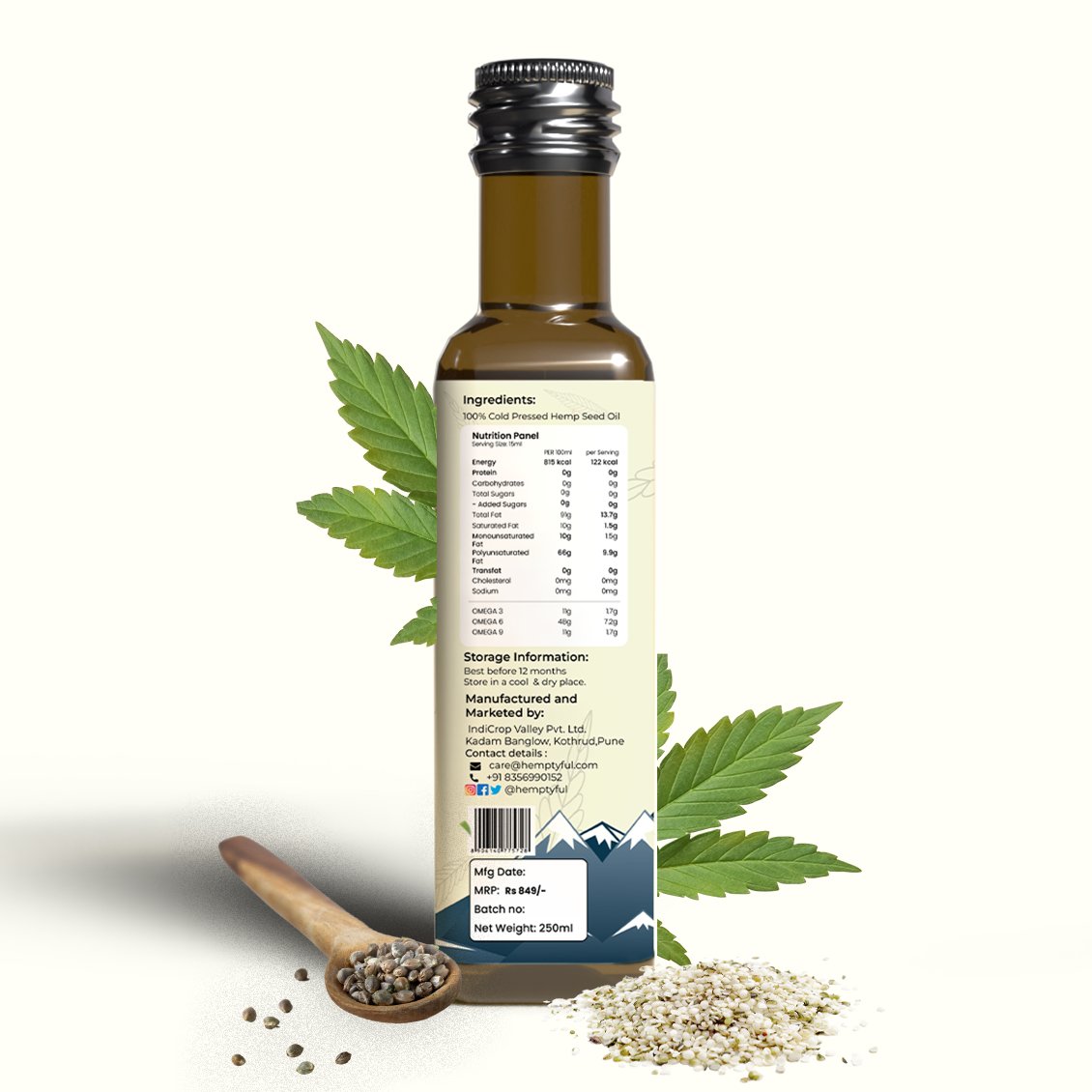 Hemptyful - Cold Pressed Hemp Seed Oil - CBD Store India