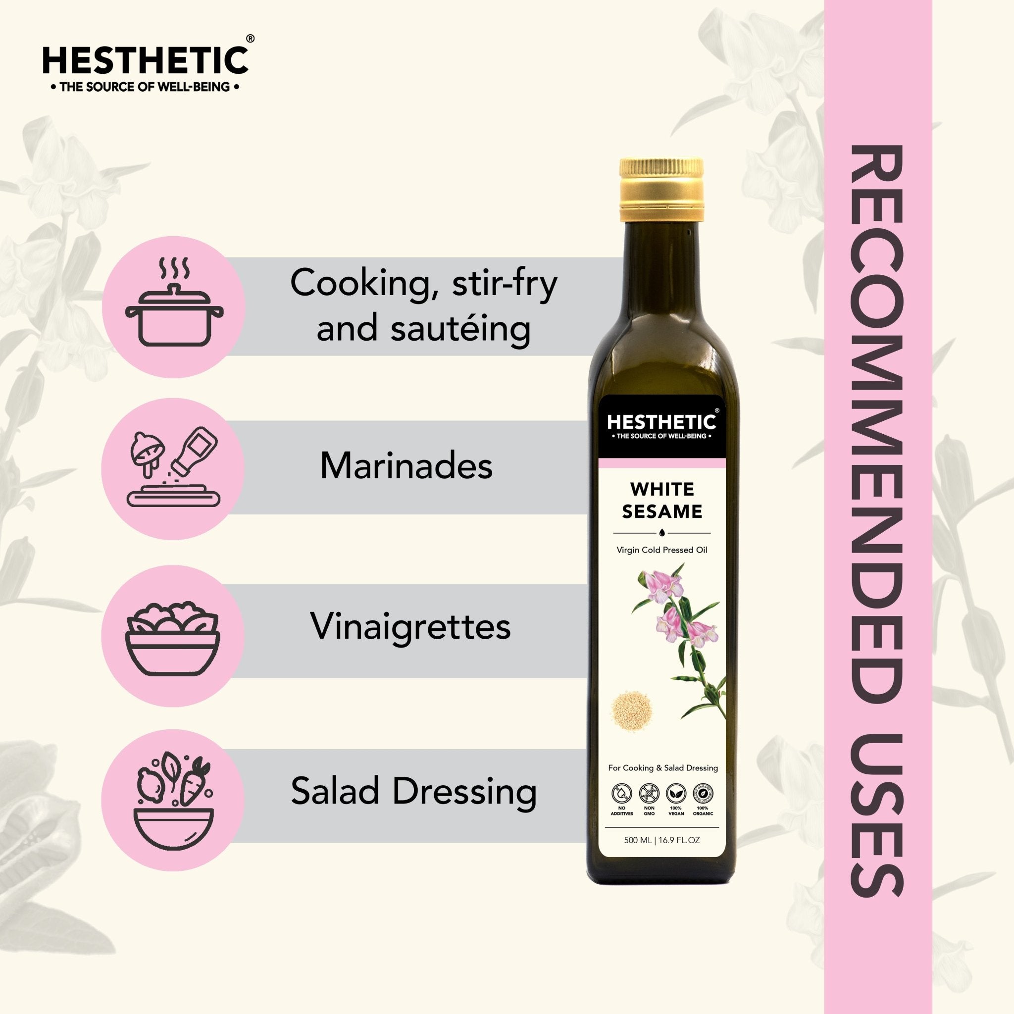 Hesthetic Cold Press White Sesame Seed Oil - CBD Store India