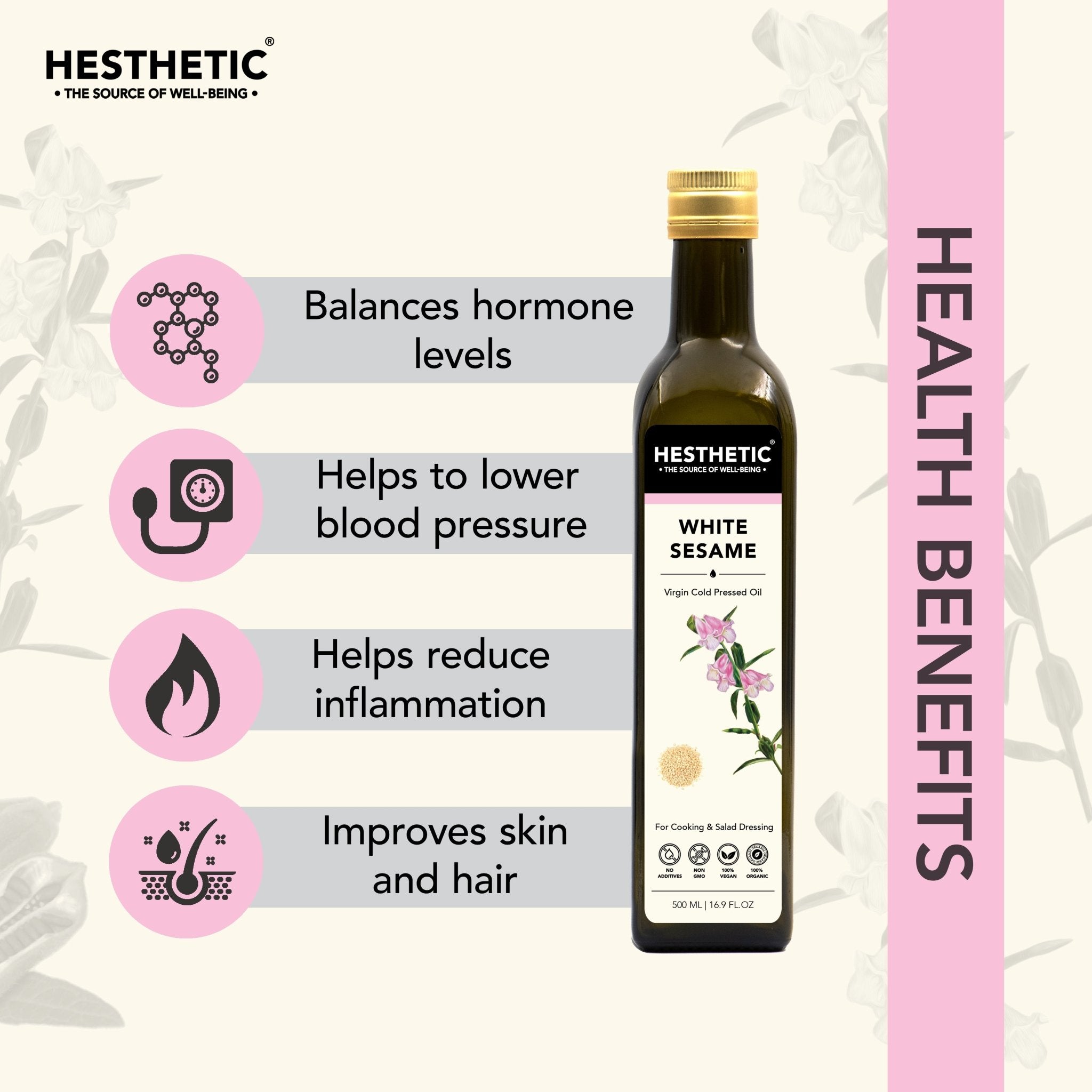 Hesthetic Cold Press White Sesame Seed Oil - CBD Store India