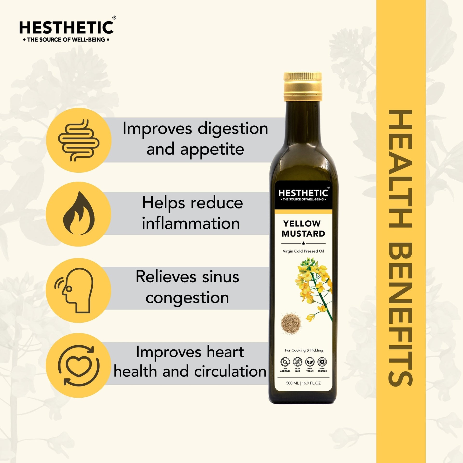 Hesthetic Cold Press Yellow Mustard Seed Oil - CBD Store India