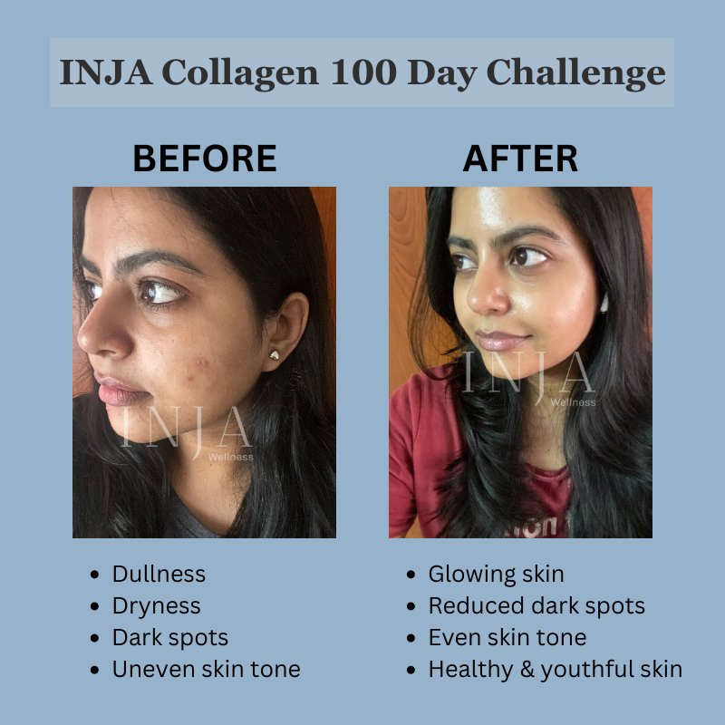 INJA Beauty Collagen for Skin, Hair & Nails, with Vit C, Glutathione,Biotin & more - Lychee Flavour - CBD Store India