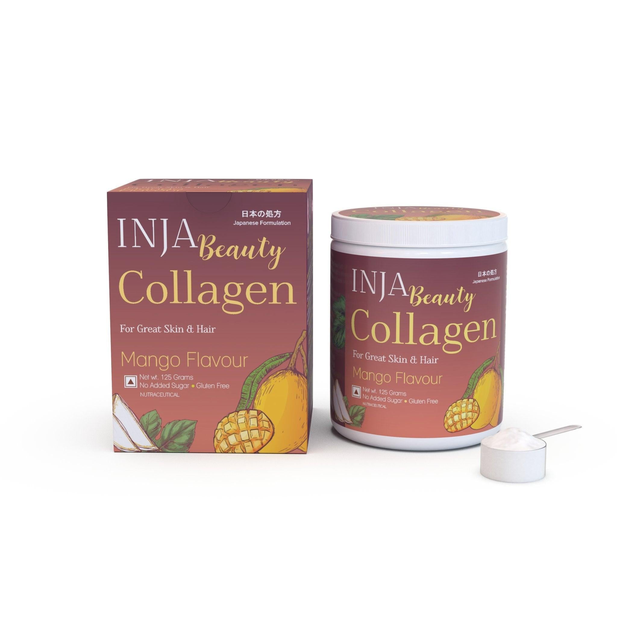 INJA Beauty Collagen for Skin, Hair & Nails, with Vit C, Glutathione,Biotin & more - Mango Flavour.