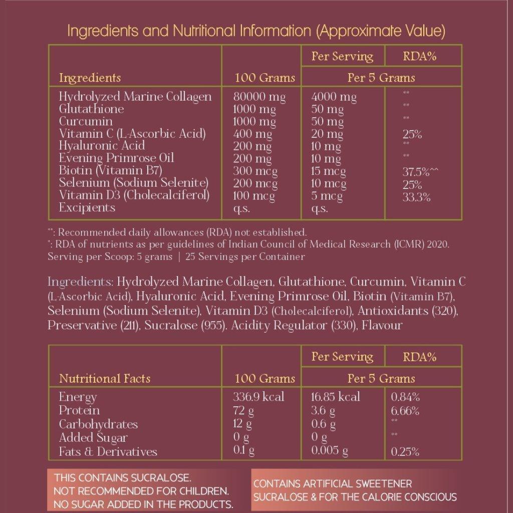 INJA Beauty Collagen for Skin, Hair & Nails, with Vit C, Glutathione,Biotin & more - Mango Flavour.