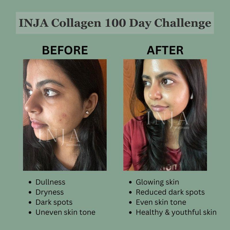 INJA Beauty Collagen for Skin, Hair & Nails, with Vit C, Glutathione,Biotin & more - Orange Flavour.