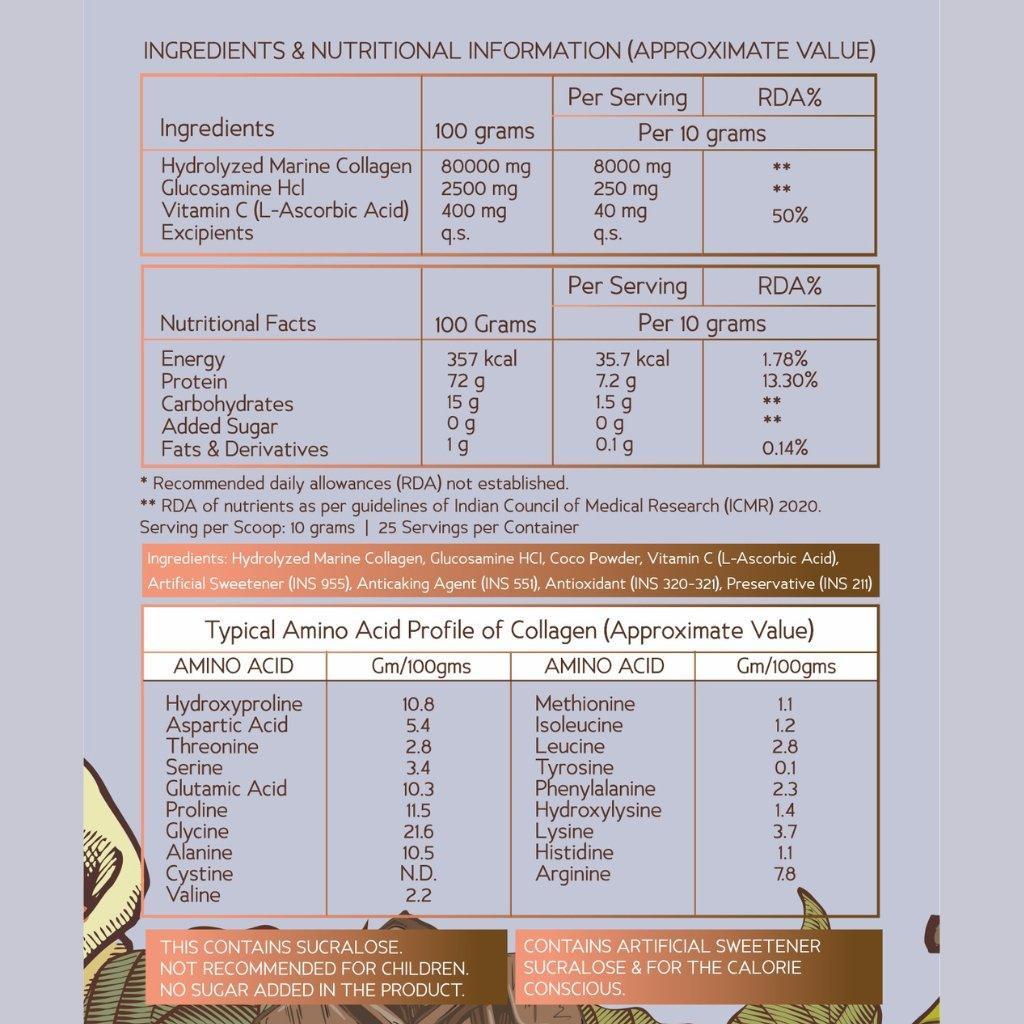 INJA Fit Marine Collagen For Skin, Joints And Muscles, With Vit C & Glucosamine - Chocolate Flavour.