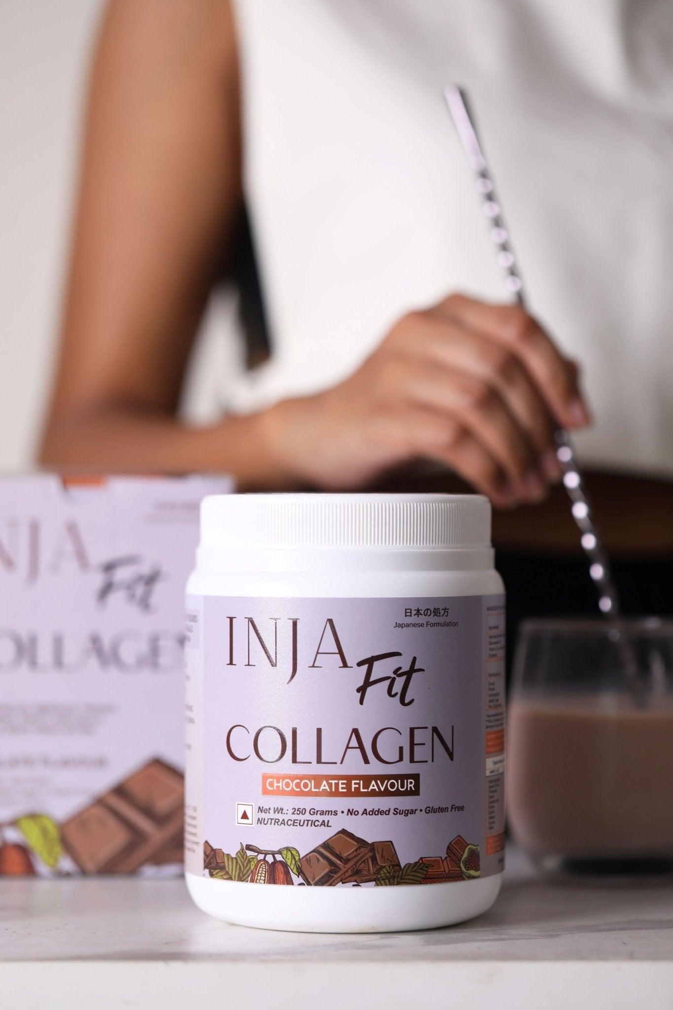 INJA Fit Marine Collagen For Skin, Joints And Muscles, With Vit C & Glucosamine - Chocolate Flavour.