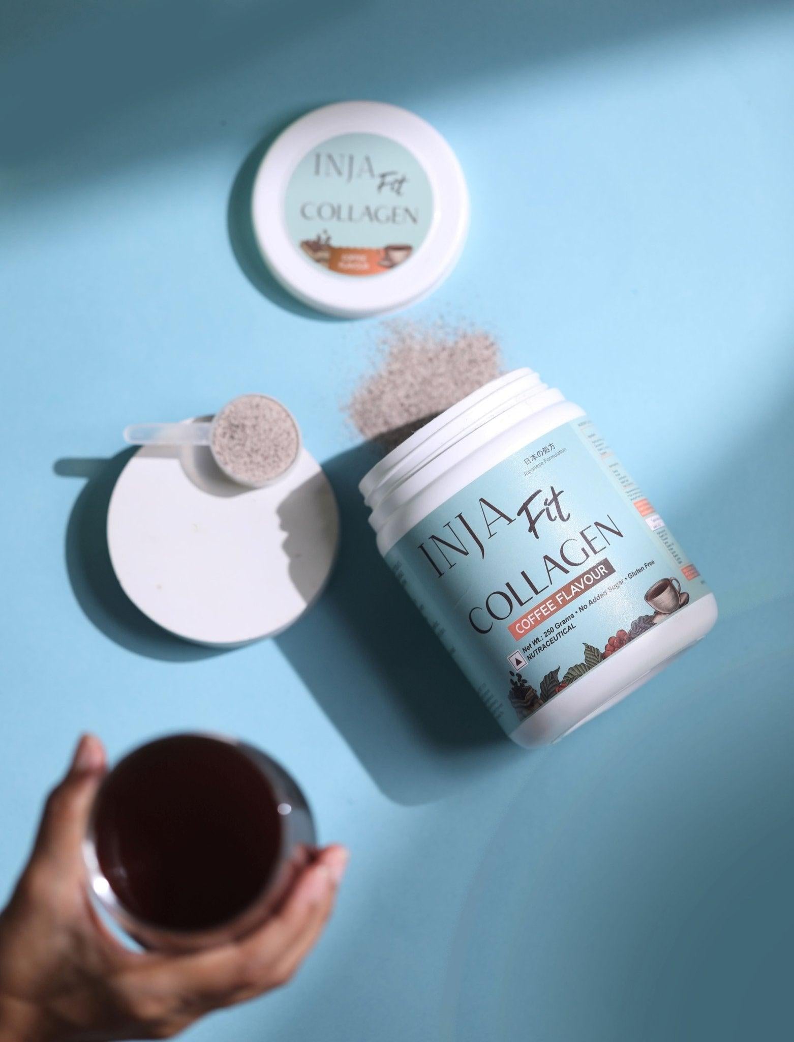 INJA Fit Marine Collagen For Skin, Joints And Muscles, With Vit C & Glucosamine - Coffee Flavour.
