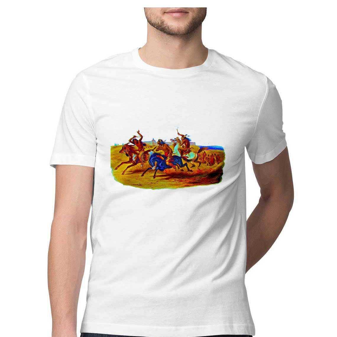 Karl Bodmer horse riding of the Sioux Men's T-Shirt.