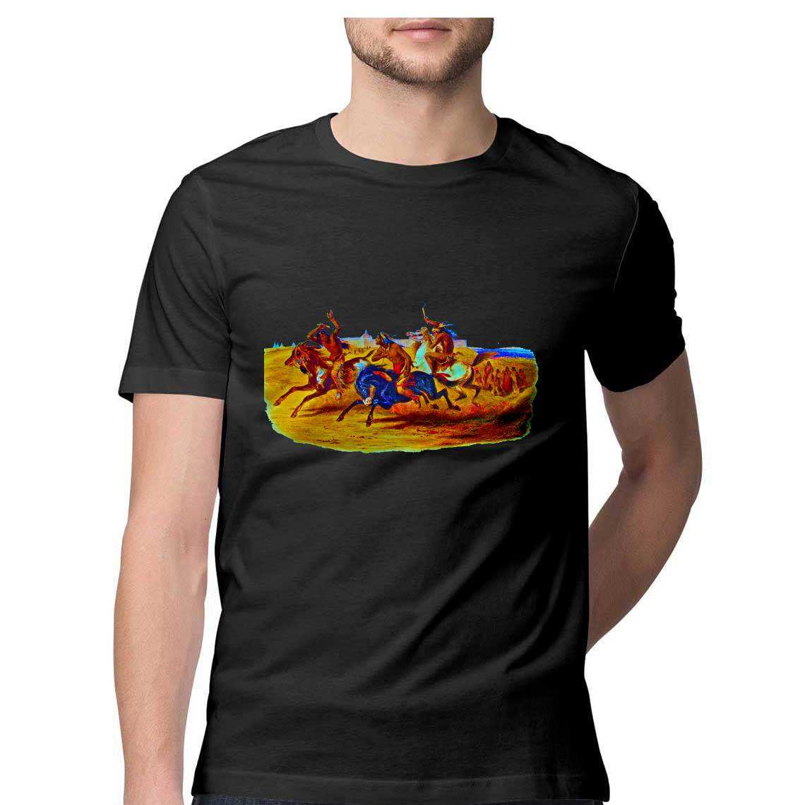 Karl Bodmer horse riding of the Sioux Men's T-Shirt - CBD Store India