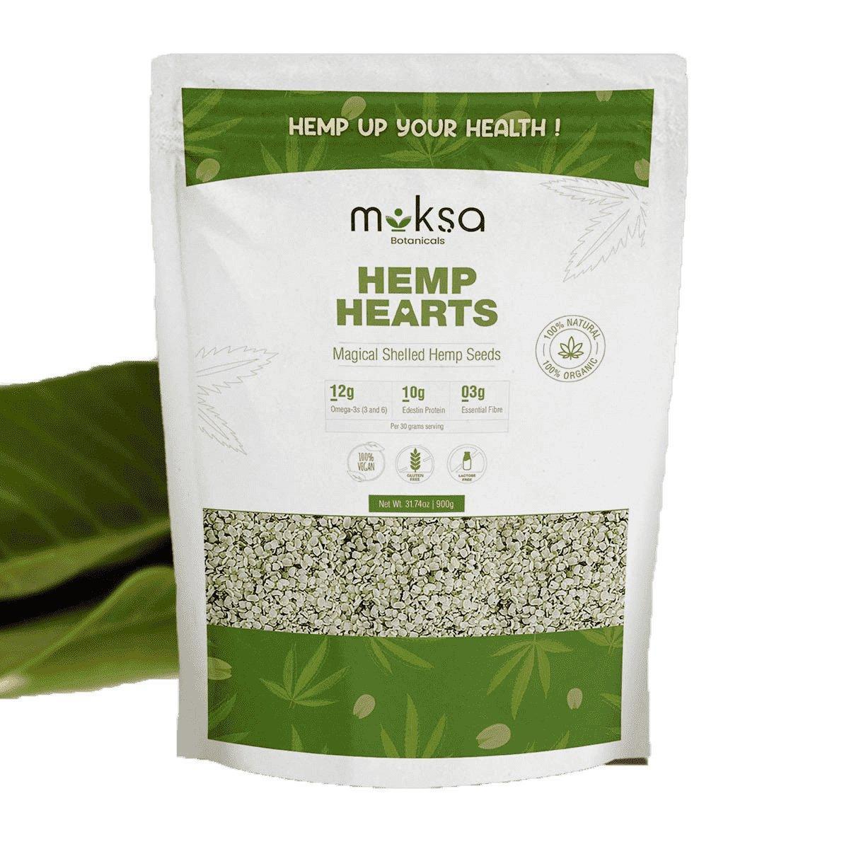 Moksa Botanicals HEMP HEARTS Shelled Hemp Seeds.