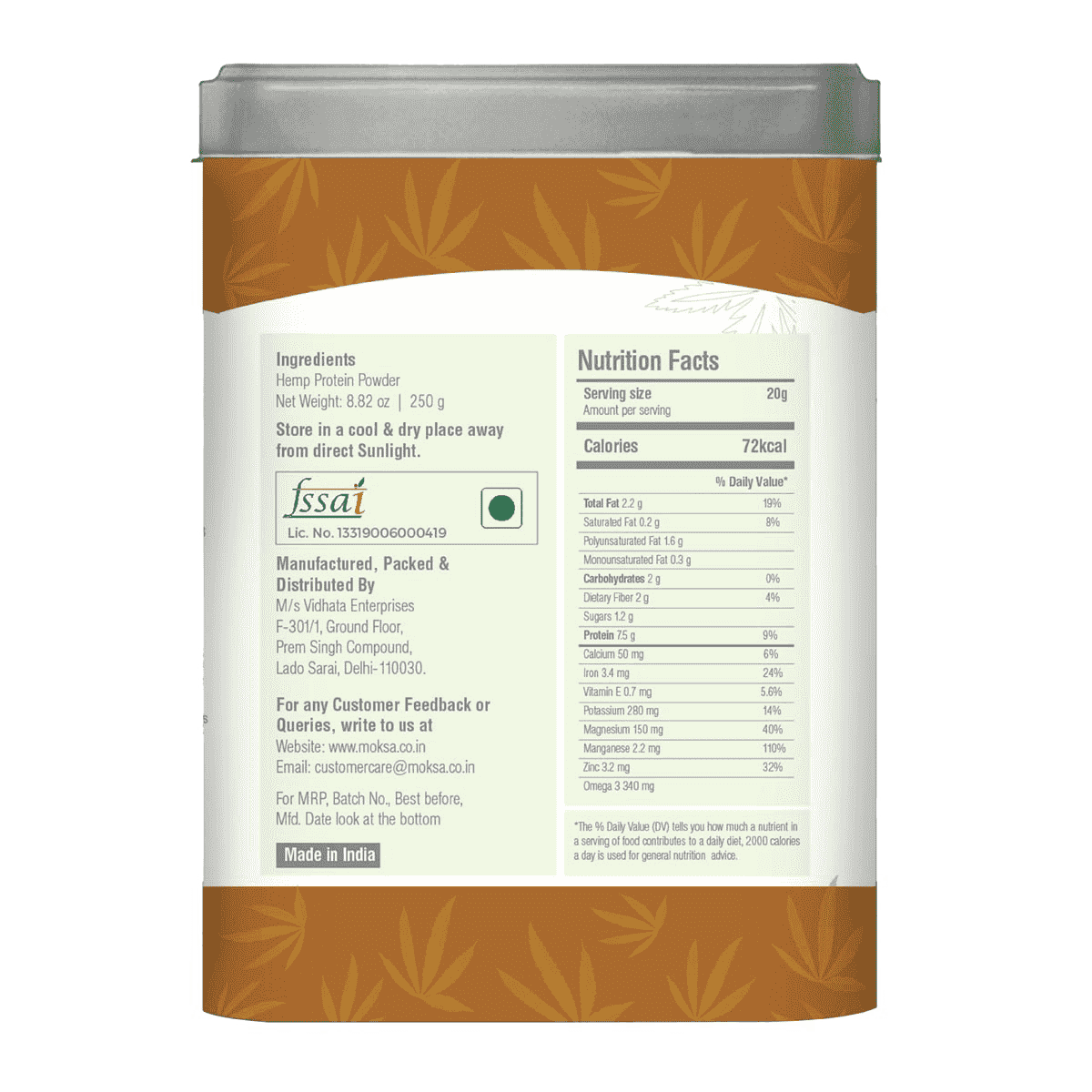 Moksa Botanicals Hemp Seed Protein Powder - CBD Store India