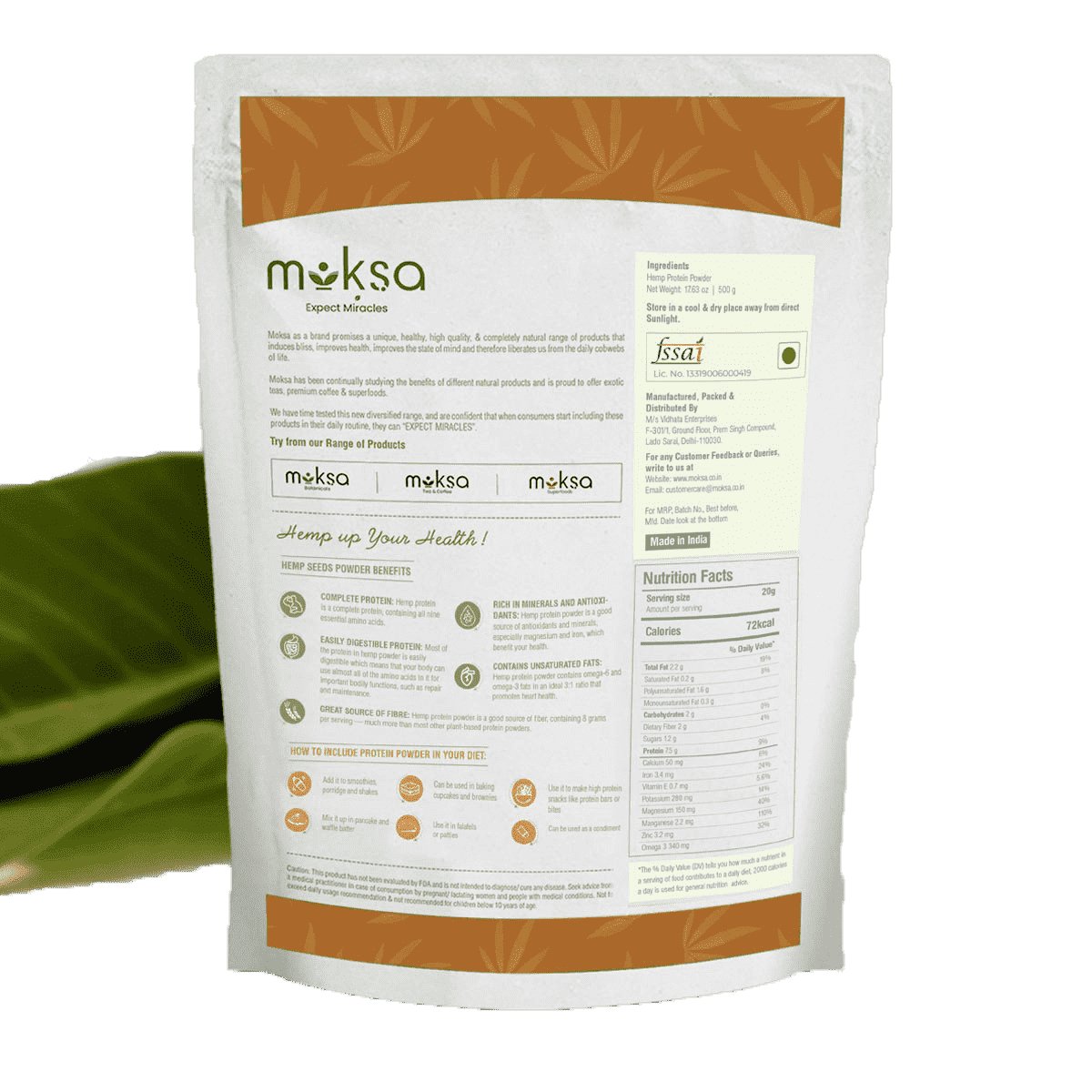 Moksa Botanicals Hemp Seed Protein Powder - CBD Store India