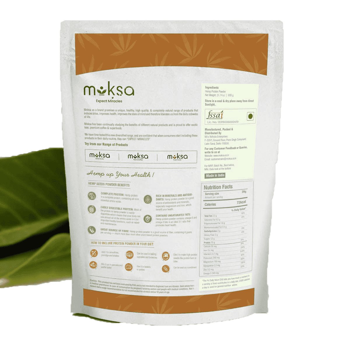 Moksa Botanicals Hemp Seed Protein Powder - CBD Store India