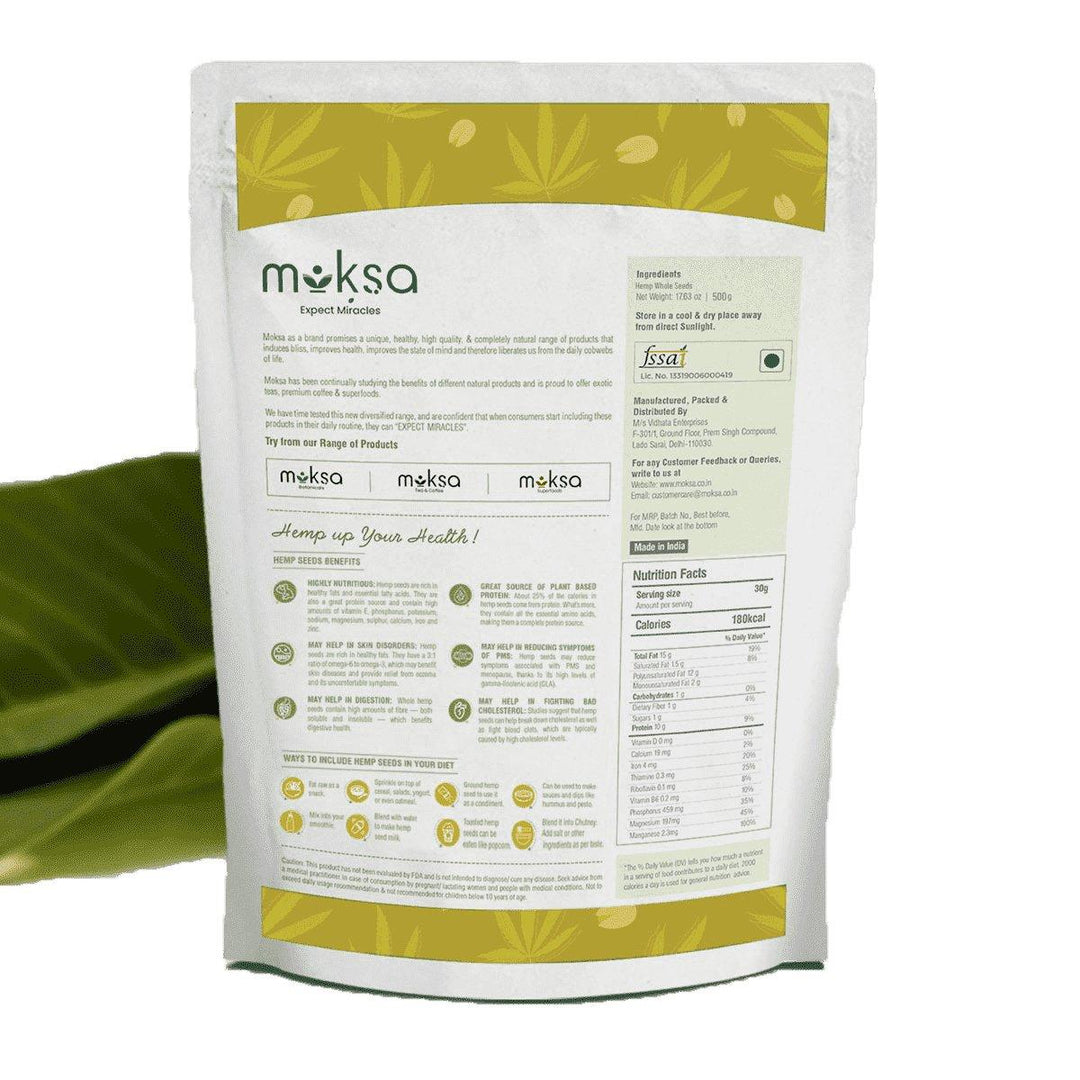 Moksa Botanicals Hemp Whole SeedsFitness & NutritionMoksa Botanicals - Hemp Whole Seeds Benefits | Nutritious Snack