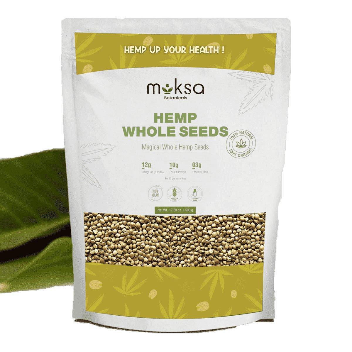Moksa Botanicals Hemp Whole Seeds.