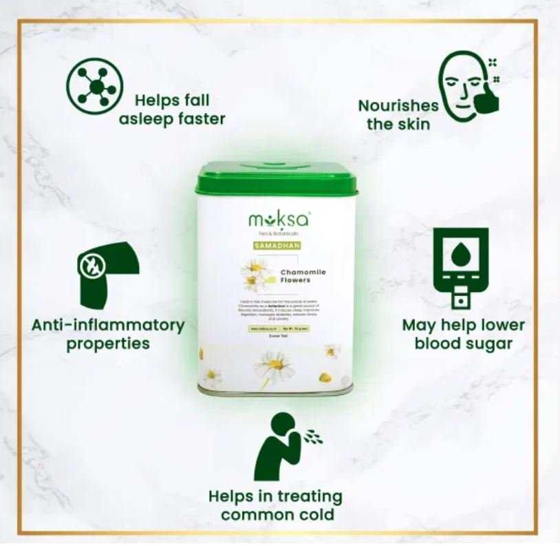 Moksa Chamomile Flower Herbal TeaChamomile Flowers Tea | Good Sleep Tea | Stress Relief Tea | CBD Store