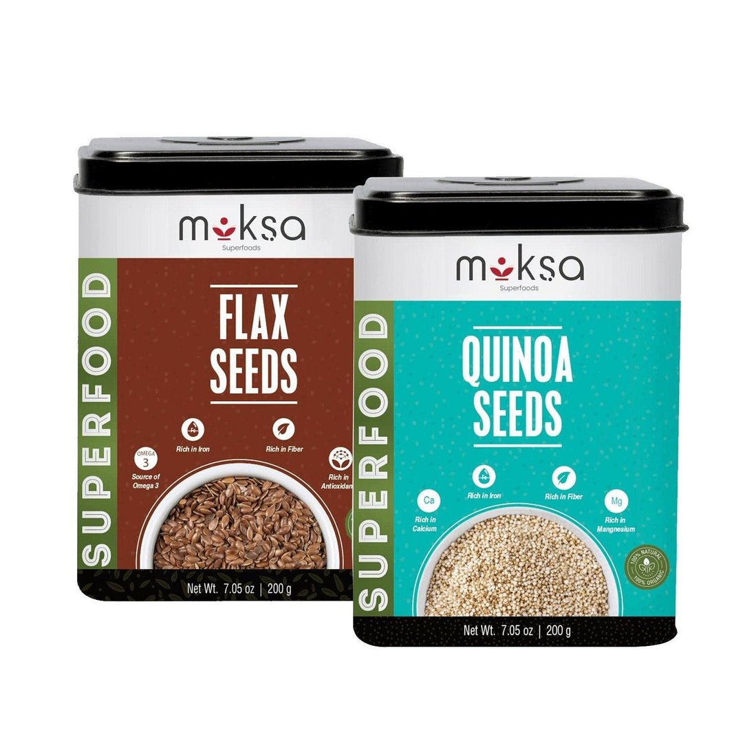 Moksa Flax Seed and Quinoa COMBO (400g x 2)Health CareFlax and Quinoa Seeds For Eating | Heart-Healthy Best for Weight Loss 