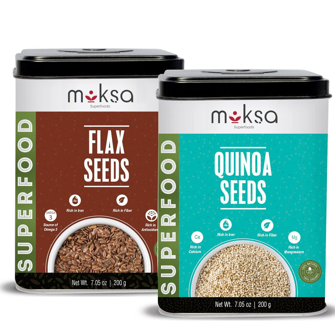 Moksa Flax Seed and Quinoa COMBO (400g x 2)Health CareFlax and Quinoa Seeds For Eating | Heart-Healthy Best for Weight Loss 