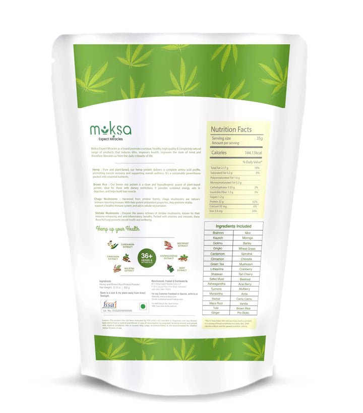 Moksa - Hemp and Brown Rice Protein Powder - CBD Store India