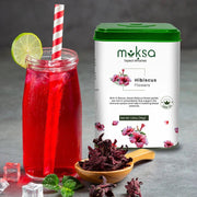 Moksa Hibiscus Flowers- Caffeine free herbal tea - 35gm - CBD Store India