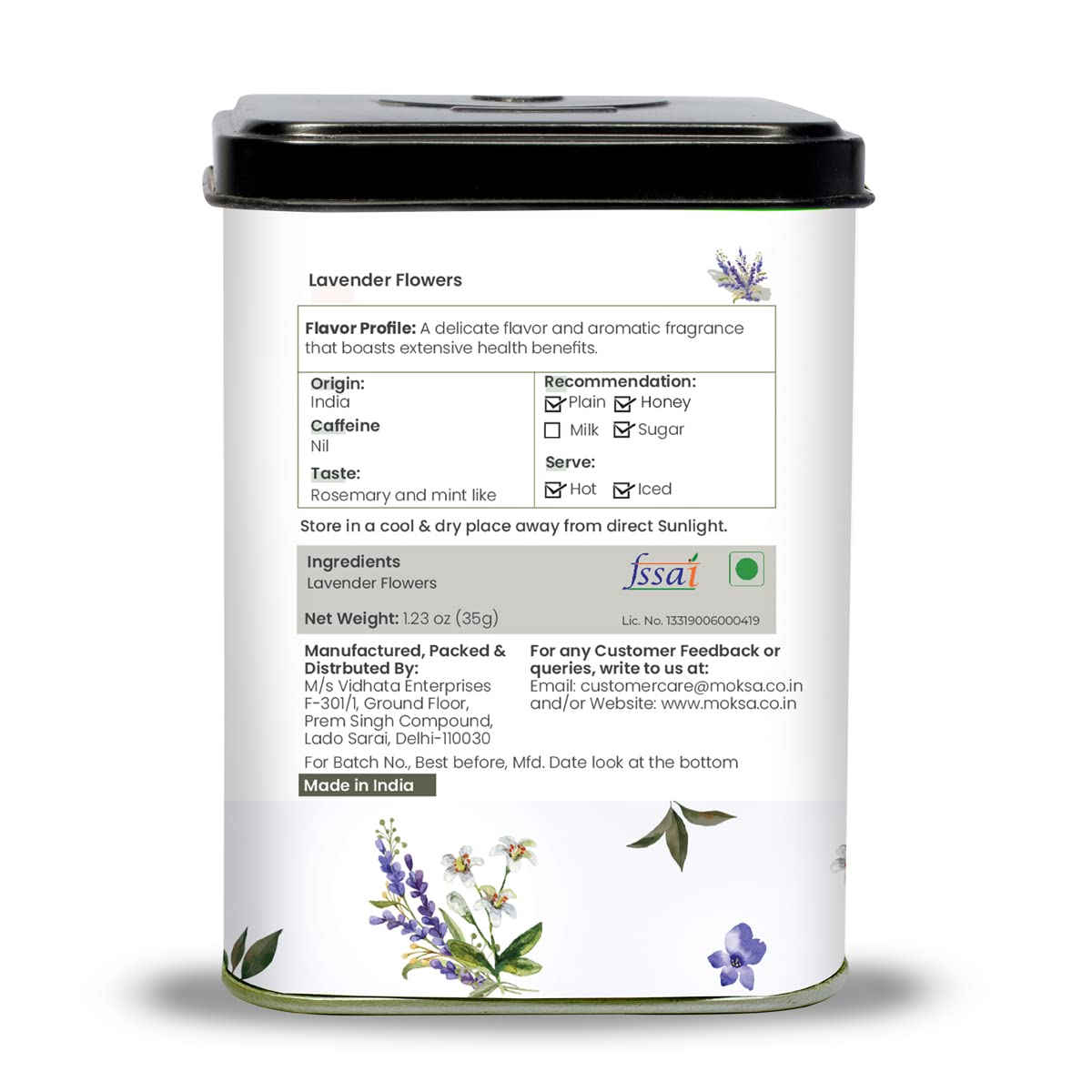 Moksa Lavender Flowers- Caffeine free Herbal Tea - 35gm - CBD Store India