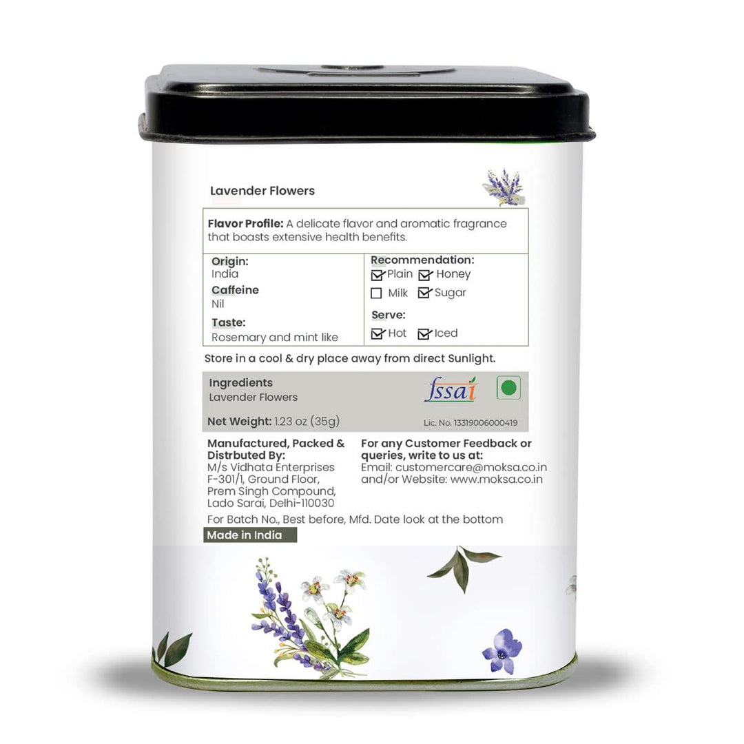Moksa  Lavender Flowers- Caffeine free Herbal Tea - 35gmHealth & BeautyMoksa  Lavender Flowers Tea | Caffeine Free Herbal Tea | CBD Store