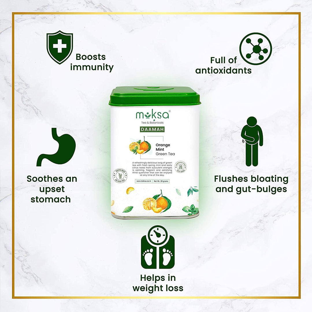 Moksa Orange Mint Green TeaHealth CareMoksa Orange Mint Green Tea | Improves Metabolism & Reduces Waist