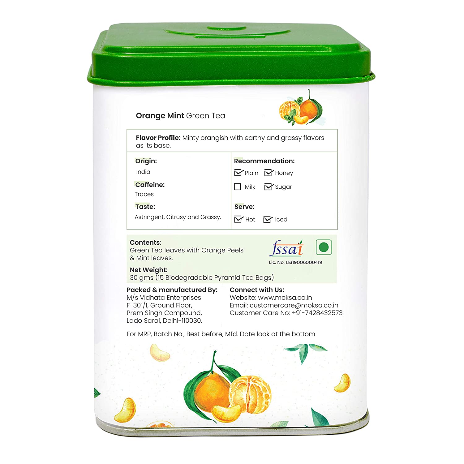 Moksa Orange Mint Green Tea - CBD Store India