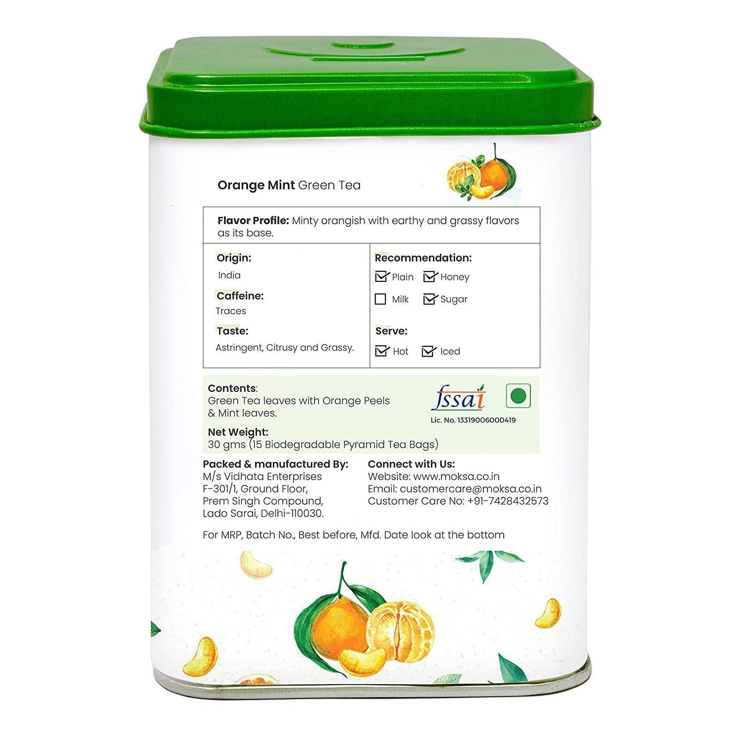 Moksa Orange Mint Green Tea.