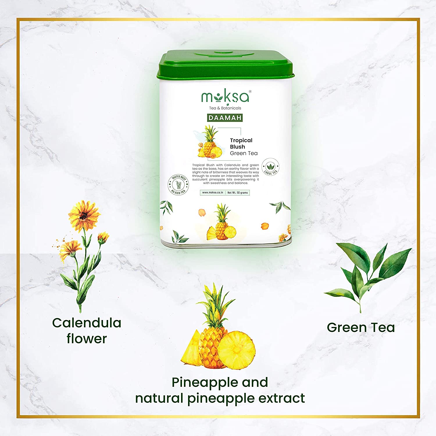Moksa Tropical Blush Green Tea - CBD Store India