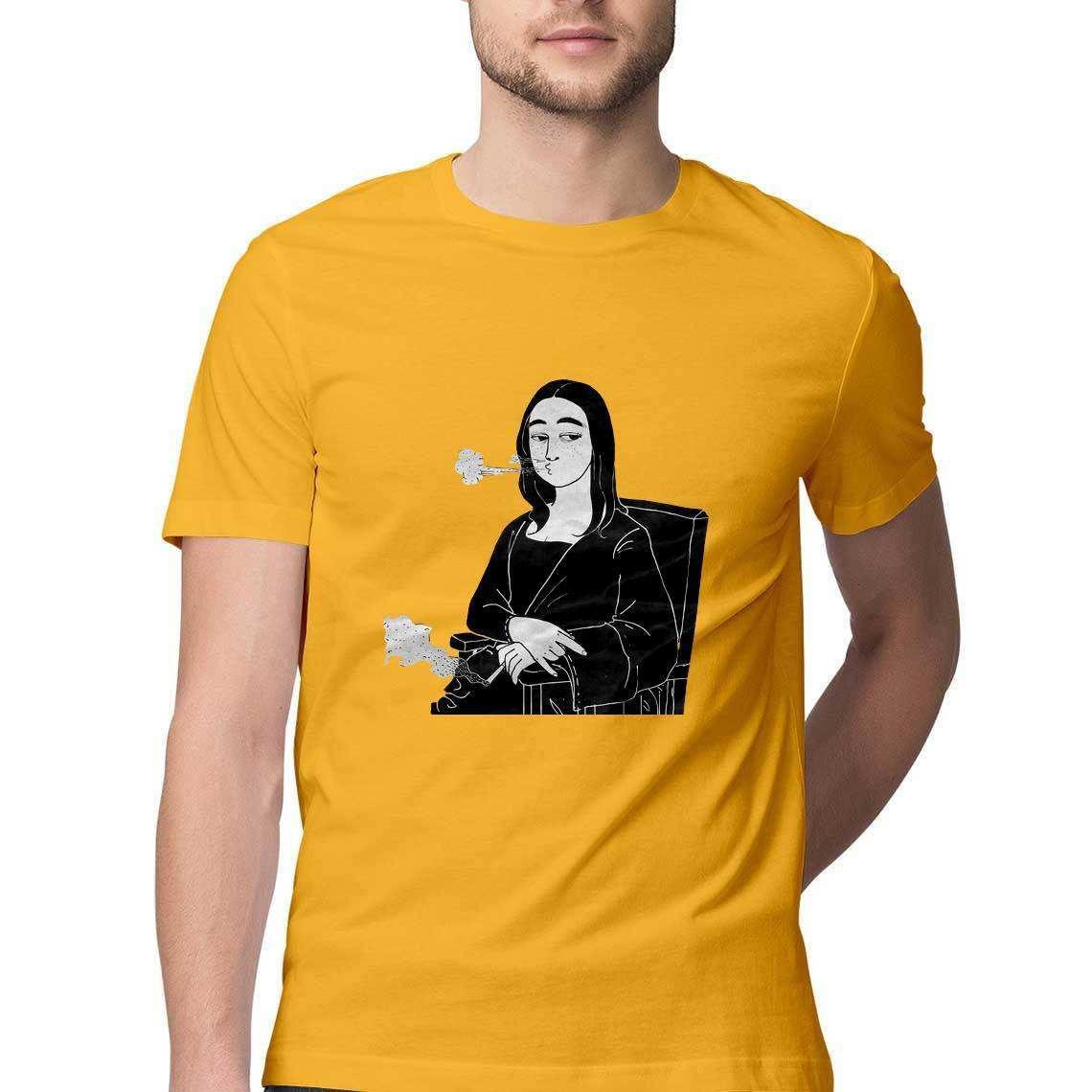 Mona Lisa Blazing a Doobie Men's Graphic T-Shirt.