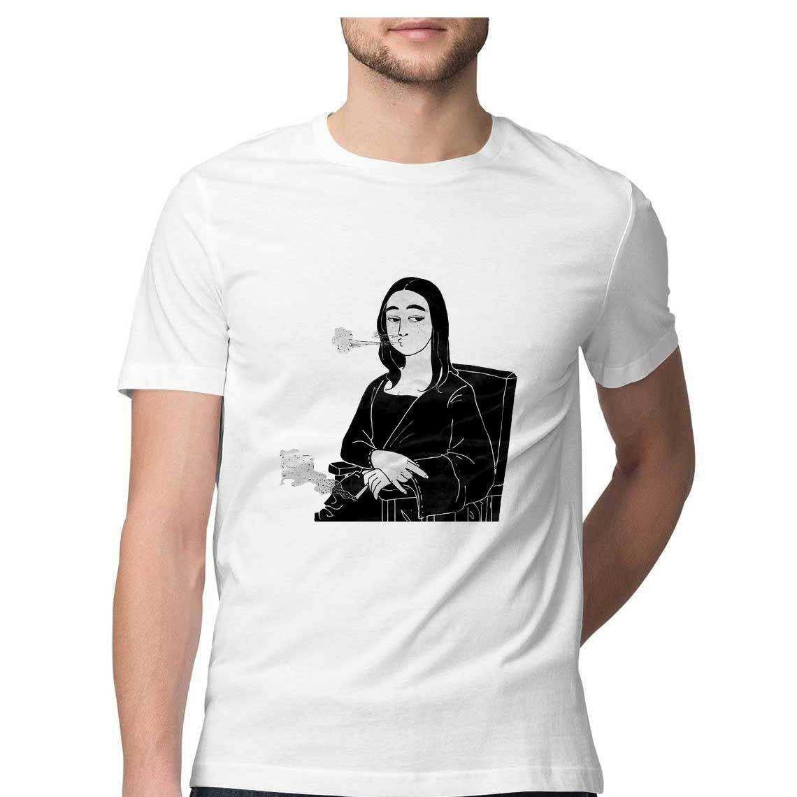 Mona Lisa Blazing a Doobie Men's Graphic T-Shirt.