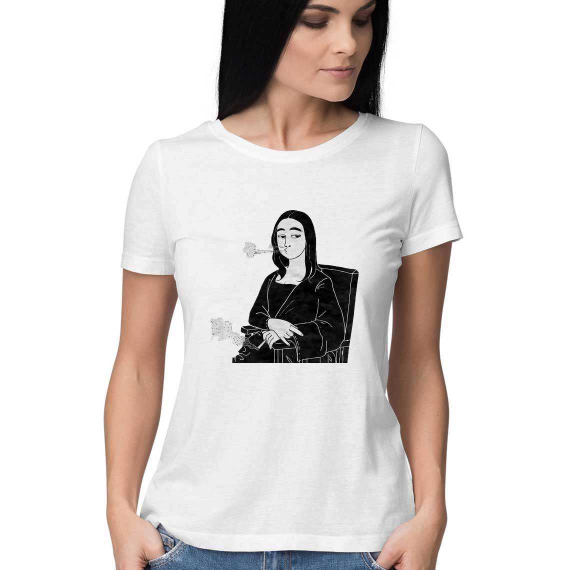Mona Lisa Blazing a Doobie Women's Graphic T-Shirt - CBD Store India