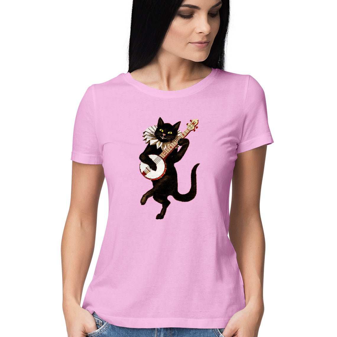Mr. Whisker's with a Banjo Women's Graphic T-Shirt - CBD Store India