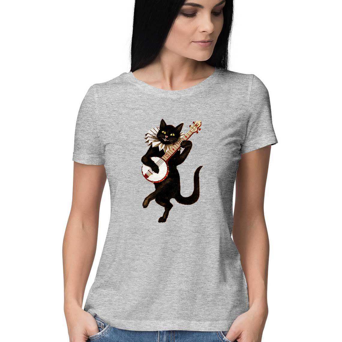 Mr. Whisker's with a Banjo Women's Graphic T-Shirt - CBD Store India