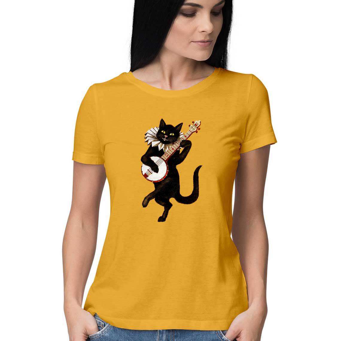 Mr. Whisker's with a Banjo Women's Graphic T-Shirt - CBD Store India